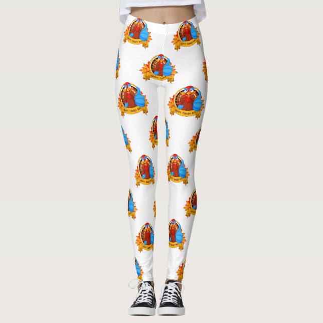 Legging Desenho divertido de Ação de Graças em estilo de d (Frente)