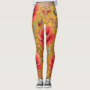 Legging Desenho dourado de papoula fleur