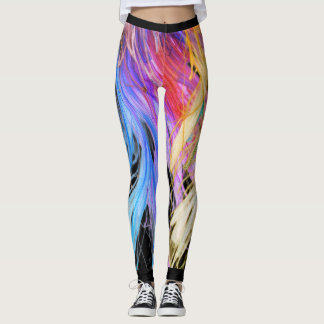 Legging Desenho Semelhante a Pintura em Ajuste Justo Fofo