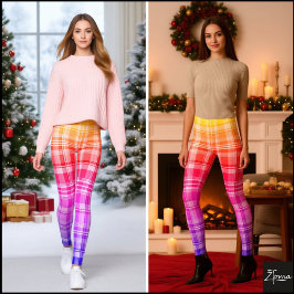 Legging Desenho Vibrante de Xadrez com Gradiente de Arco-í