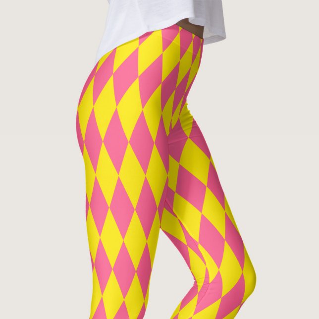 Legging Desenho Xadrez Arlequim Rosa e Amarelo (Criador carregado)