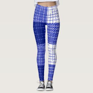 Legging Desenho Xadrez Bold Azul e Branco