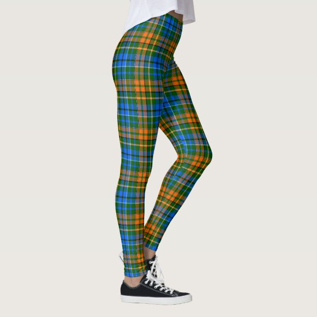 Legging Desenho Xadrez Escocês Verde Laranja Azul (Direita)