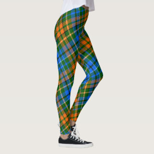 Legging Desenho Xadrez Escocês Verde Laranja Azul