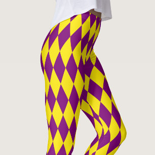 Legging Desenho Xadrez Harlequim Roxo e Amarelo