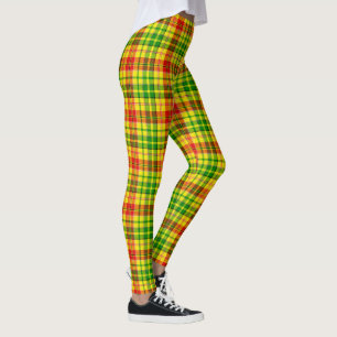 Legging Desenho Xadrez Tartan Amarelo Vermelho Verde 
