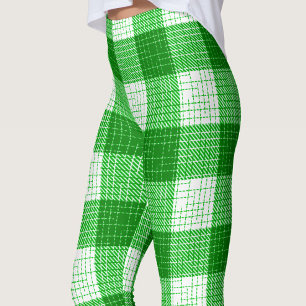 Legging Desenho Xadrez Verde e Branco em Xadrez Ousado