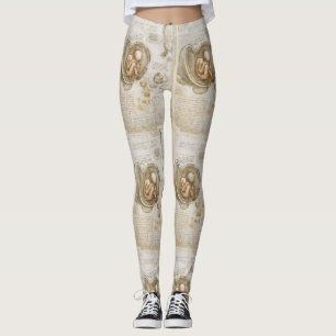 Legging Desenhos do feto de da Vinci