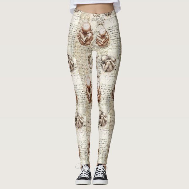Legging Desenhos do feto de da Vinci (Frente)