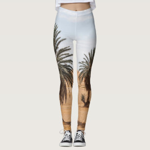 Legging Desert Oasis: Paisagem das Palmas do Saara.