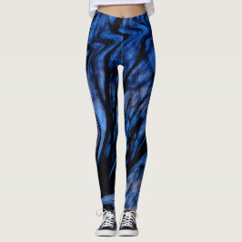 Legging Design abstrato azul e preto na moda do redemoinho