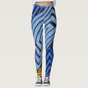 Legging Design abstrato, bobinas egípcias de blues e marro