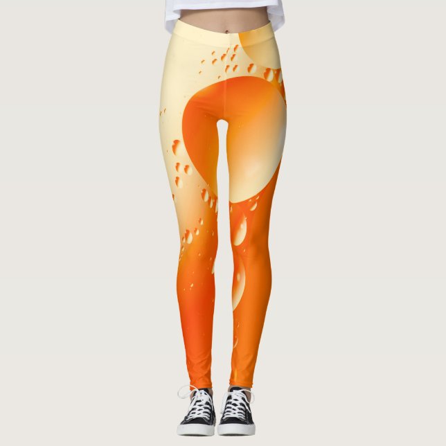 Legging Design abstrato circular de cor laranja creme (Frente)