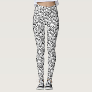 Legging Design abstrato com estilo em linha preta e branca