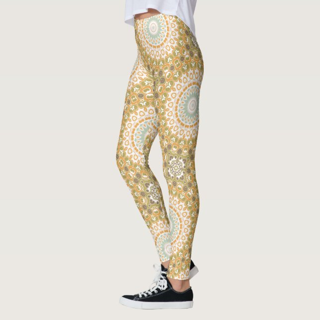 Legging Design Abstrato de Mandala Terrosa e Quente (Esquerda)