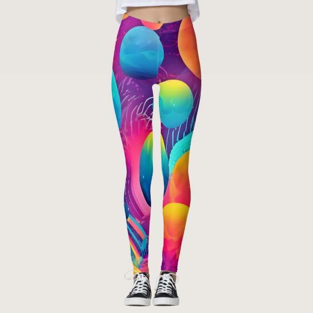 Legging Design abstrato do Neon Cosmos (Frente)