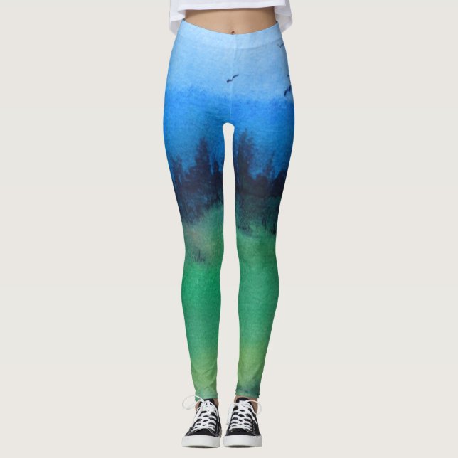 Legging design abstrato e colorido da paisagem (Frente)