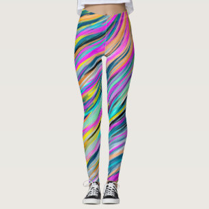 Legging Design Abstrato Psicodélico de Neon Multicolor Tr