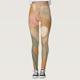 Legging Design Abstrato Retro Vintage Boêmio Terroso