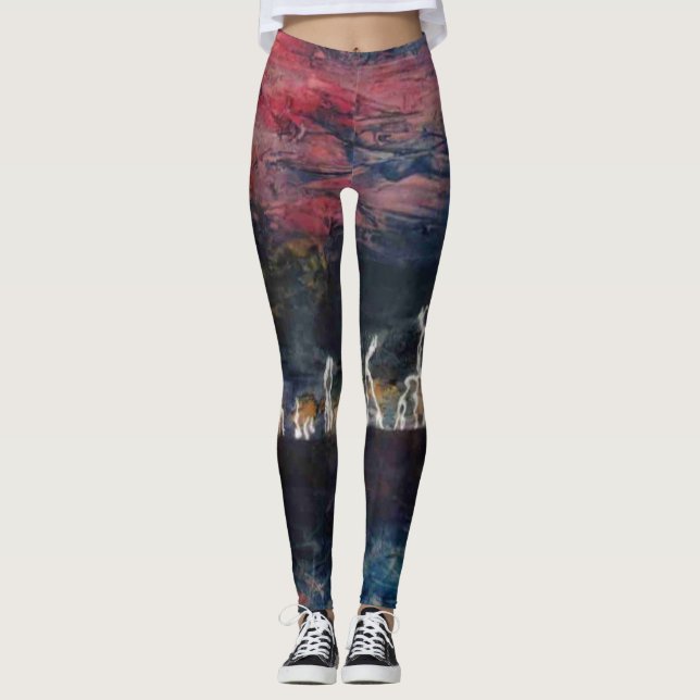 Legging Design abstrato, tempestade de relâmpago no mar (Frente)