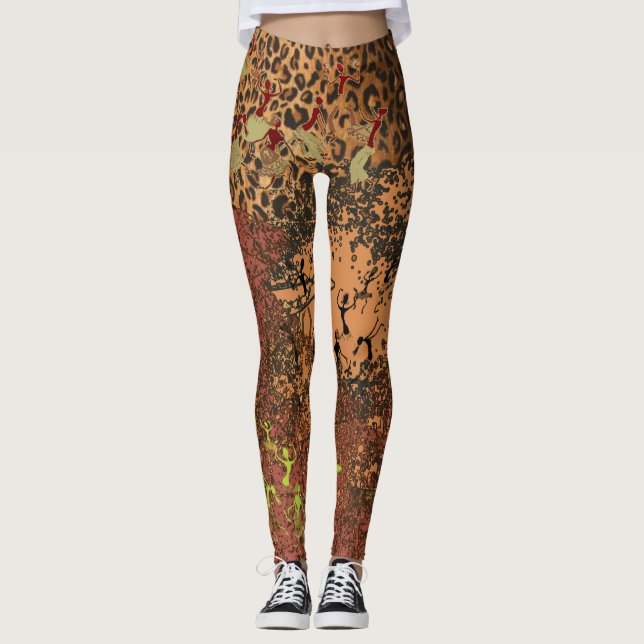 Legging Design africano do leopardo das caneleiras (Frente)