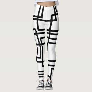 Legging Design artístico dos quadrados negros de bloqueio
