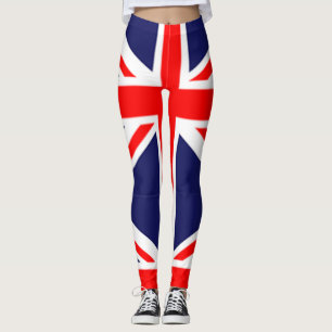 Legging design azul branco vermelho da bandeira britânica