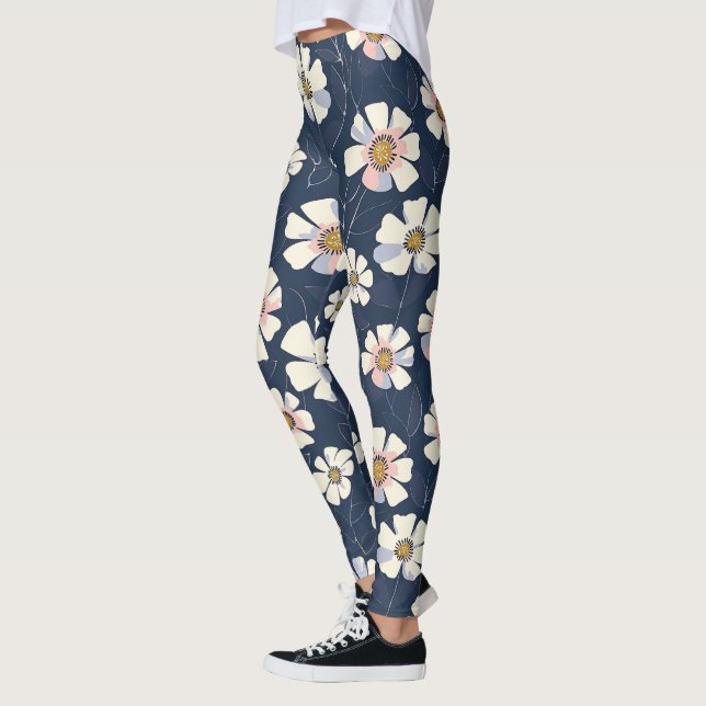 Legging Design Azul e Floral (Esquerda)