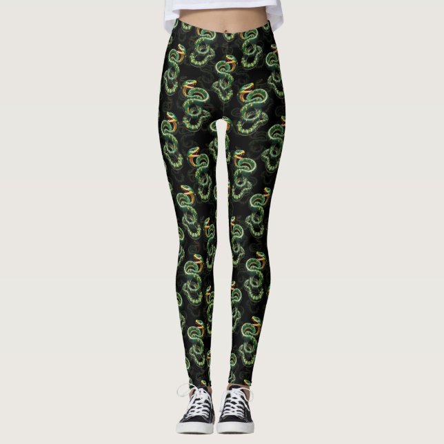 Legging Design Cobra de padrão de fundo preto (Frente)