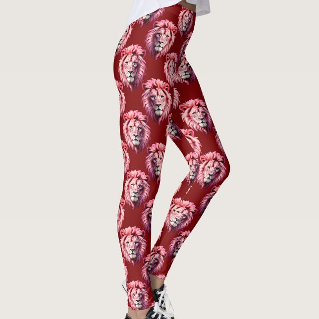 Legging Design com Cabeça de Leão Rosa Bege  (Criador carregado)