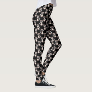 Legging Design com padrão de guaxinim preto 