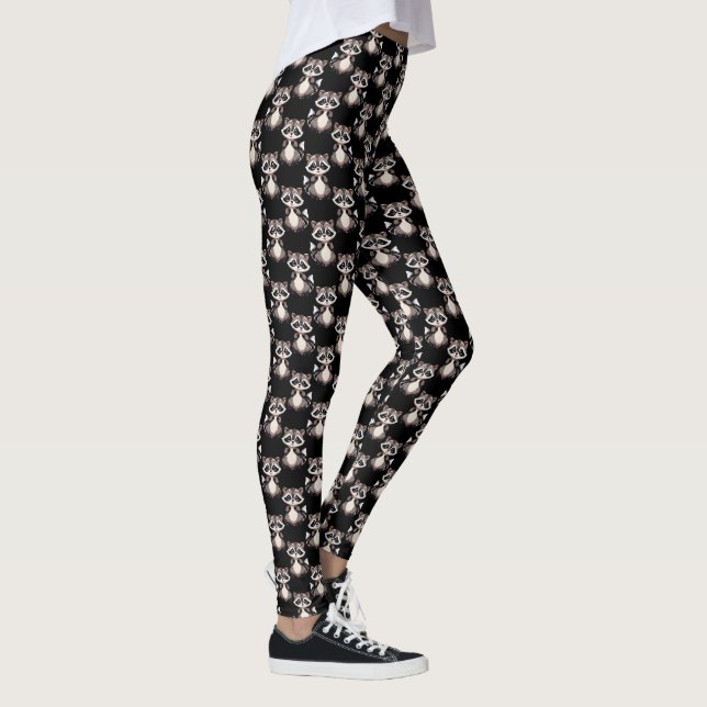 Legging Design com padrão de guaxinim preto  (Direita)