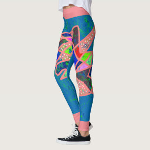 Legging Design cor-de-rosa e azul-salmão com cores mistas