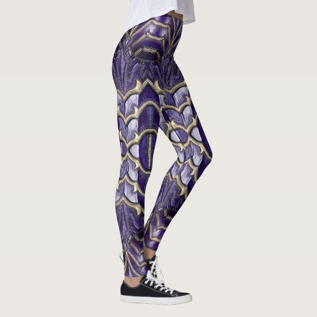Legging Design de abstrato de armadura em uma perna (Direita)