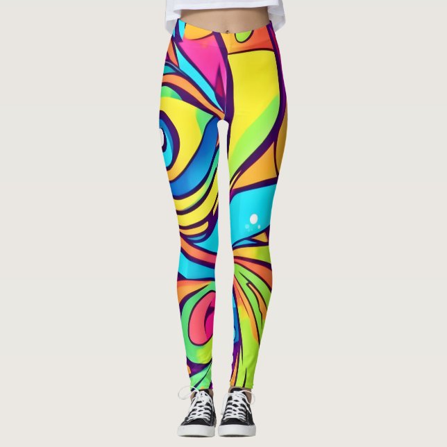 Legging Design de Abstrato de olhos vibrantes (Frente)