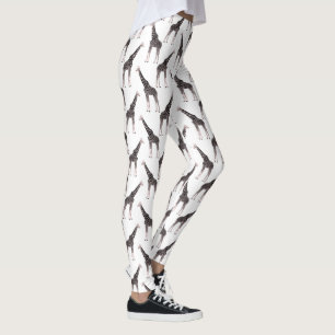 Legging Design de animais de girafa rosa e preto