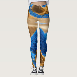 Legging Design de areia azul e dourada