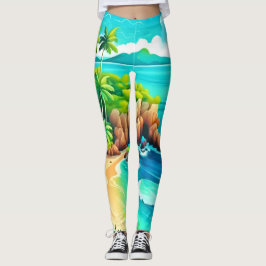 Legging Design de Blisagem Costeira Tropical