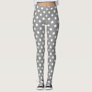 Legging Design de bolinhas brancas cinza cinzento