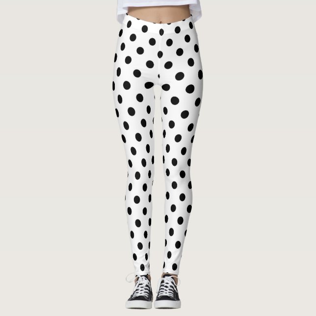 Legging Design de Bolinhas de de Fundo Branco (Frente)