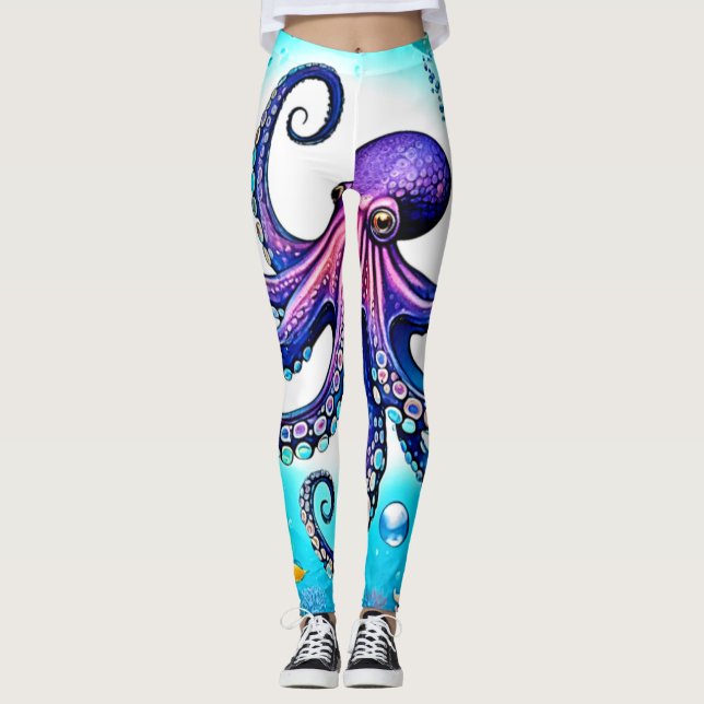 Legging Design de Brilho de Octopus Coral (Frente)