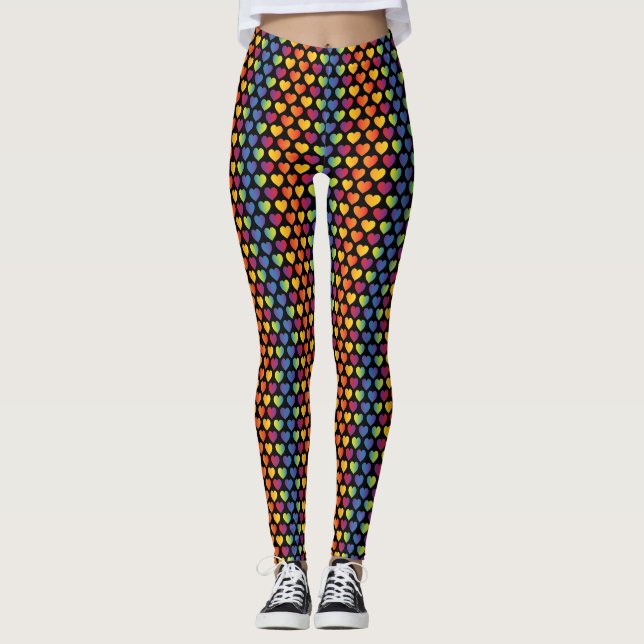 Legging Design de coração de arco-íris elegante minimalist (Frente)