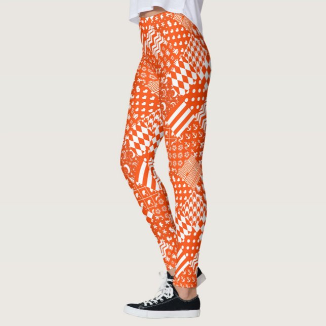 Legging Design de Correção de Padrões Mistos Brancos Laran (Criador carregado)