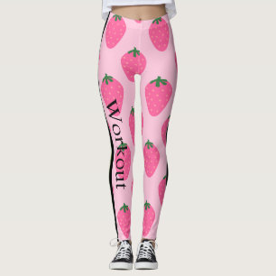 Legging Design de Diversão Verde e Rosa de Morango
