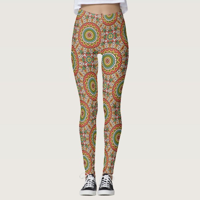 Legging Design de Elementos Geométricos Ornamentais Colori (Frente)