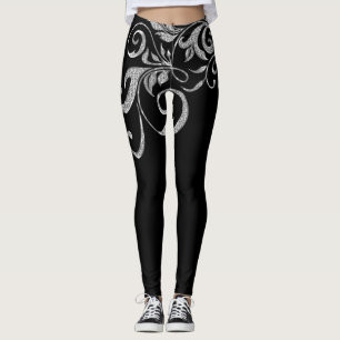 Legging Design de espirais brilhantes brancos