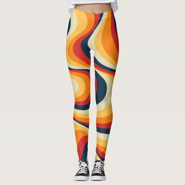 Legging Design de espiral abstrato colorida (Frente)