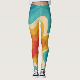 Legging Design de espiral colorido do estilo retrógrado