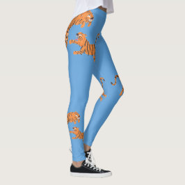Legging Design de Estampa Animal Tigre Azul Céu