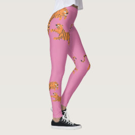 Legging Design de estampa de animal Tigre Rosa